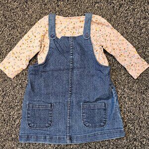 BOGO 🎀Caters Baby Girl Long Sleeve Tee & Chambray Jumper Set- Sz 12M
